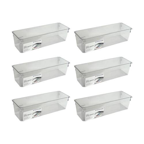 6PK The Container Store Deep Drawer Organiser Insert Clear 30.5x10.2x8.3cm