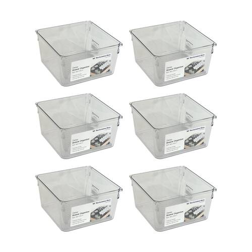 6PK The Container Store Deep Drawer Organiser Insert Clear 15.2x15.2x8.3cm