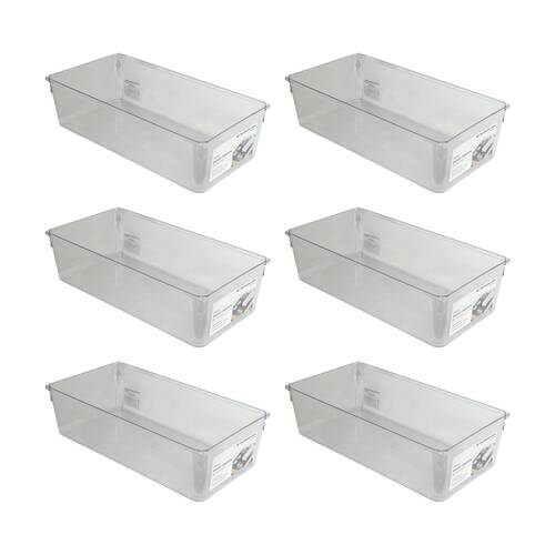 6PK The Container Store Deep Drawer Organiser Insert Clear 30.5x15.2x8.3cm