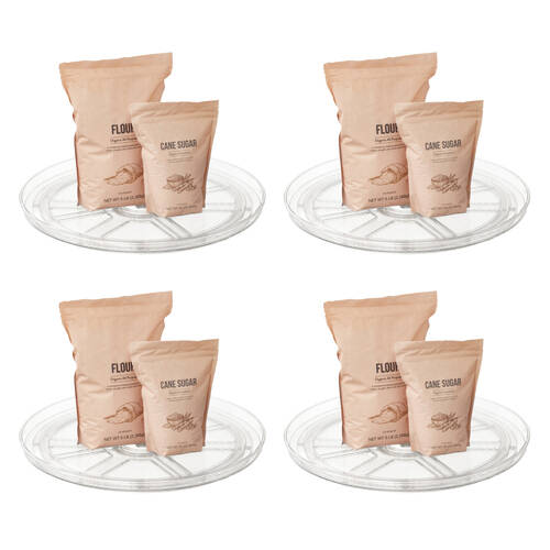 4PK The Container Store Turntable Large Shallow Plastic Lazy Susan Organiser