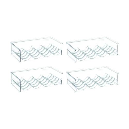 4PK The Container Store Stacking Four Bottle Holder Clear Plastic Rack Organiser
