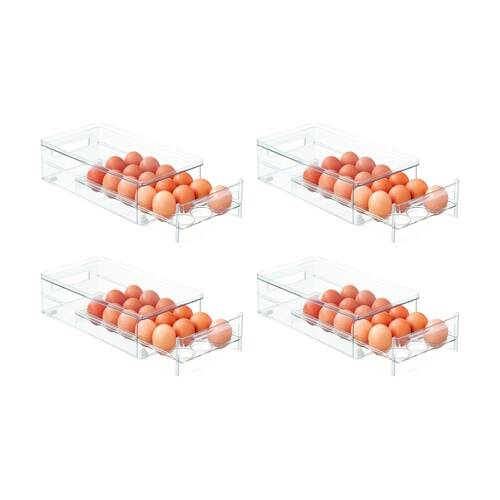 4PK The Container Store Egg Drawer Kitchen Organiser Plastic Tray Clear