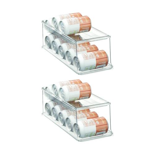 2PK The Container Store Soft Drink Can Organiser Stack Kitchen Storage Clear