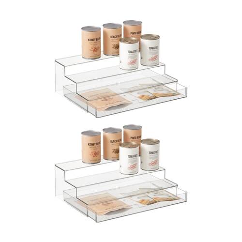 2PK The Container Store Large Three Tier Organiser W/ Drawer Storage Clear