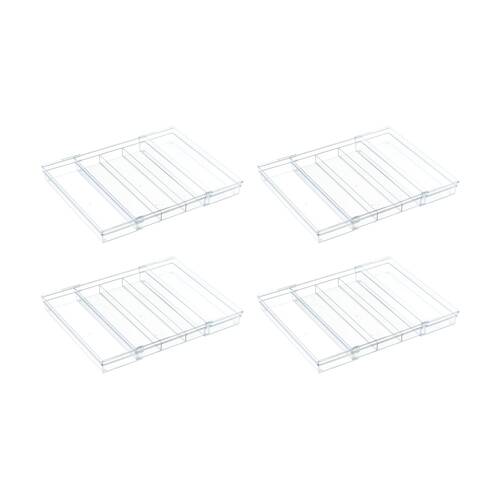 4PK The Container Store Drawer Utensil Tray Expandable Clear Kitchen Organiser
