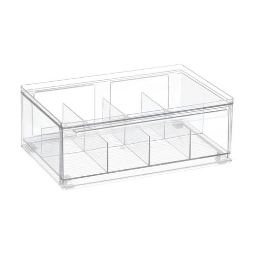 The Container Store?Tea Bag Organiser W/ Drawer Clear Plastic Storage