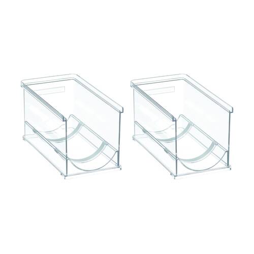2PK The Container Store Stacking Single Bottle Holder Clear Plastic Organiser