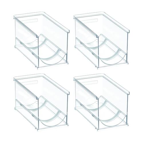 4PK The Container Store Stacking Single Bottle Holder Clear Plastic Organiser