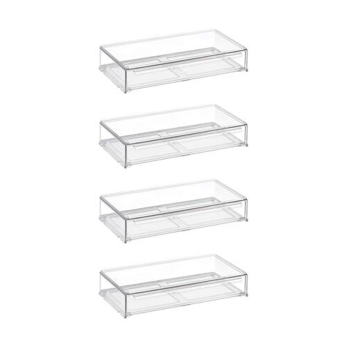 4PK The Container Store Drawer For Four Bottle Holder Clear Storage Organiser