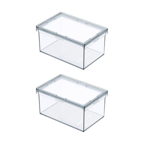2PK The Container Store Modular Airtight Canister Small W/ Lid Plastic Clear