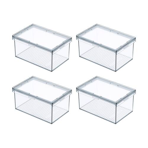 4PK The Container Store Modular Airtight Canister Small W/ Lid Plastic Clear