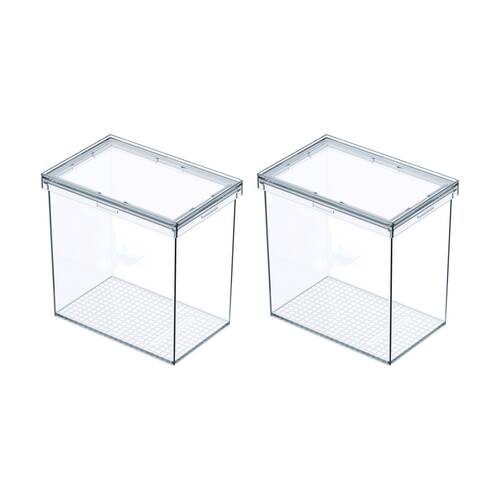2PK The Container Store Modular Airtight Canister Medium W/ Lid Plastic Clear