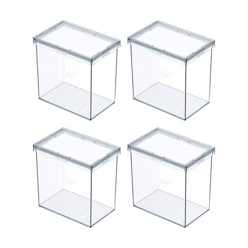 4PK The Container Store Modular Airtight Canister Medium W/ Lid Plastic Clear