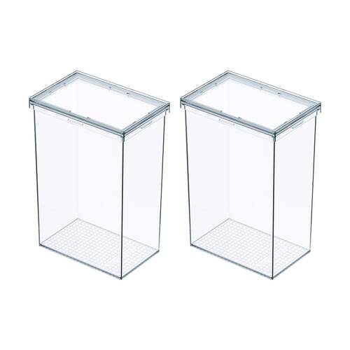 2PK The Container Store Modular Airtight Canister Large W/ Lid Plastic Clear