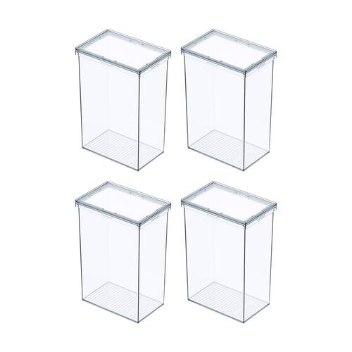 4PK The Container Store Modular Airtight Canister Large W/ Lid Plastic Clear