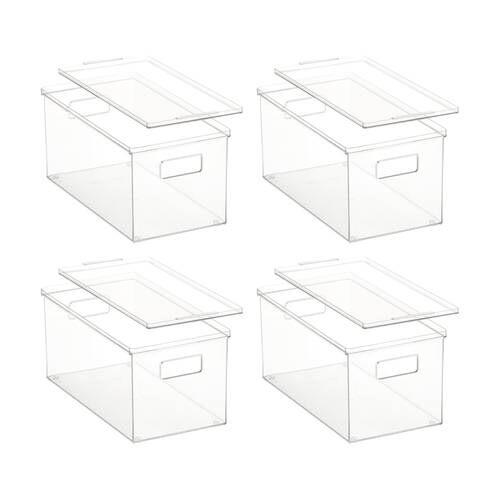 4PK The Container Store Small Storage Box W/ Lid Clear 39x20x18cm