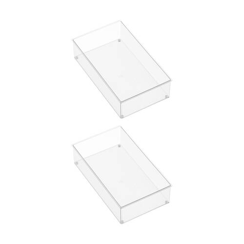 2PK The Container Store Drawer Organiser Wide Insert Clear 38x22x10cm