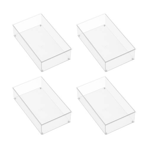 4PK The Container Store Drawer Organiser Wide Insert Clear 38x22x10cm