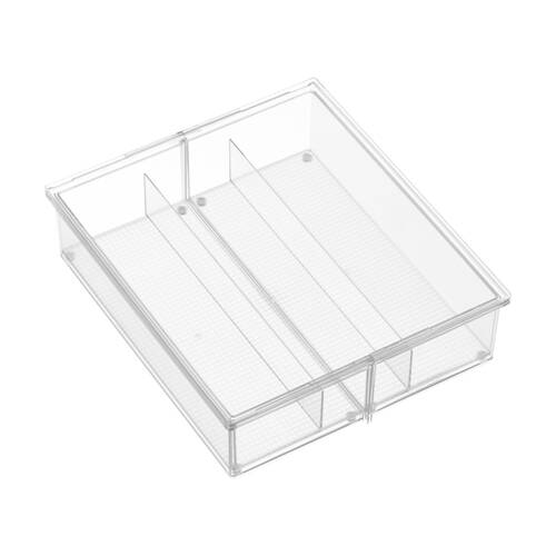 The Container Store 3 Section Drawer Organiser Insert Clear 38x33x10cm