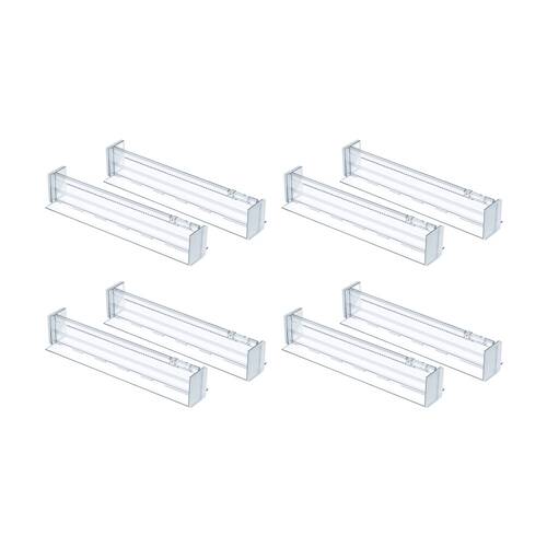 4x 2pc The Container Store Expandable Drawer Divider Adjustable Insert Clear