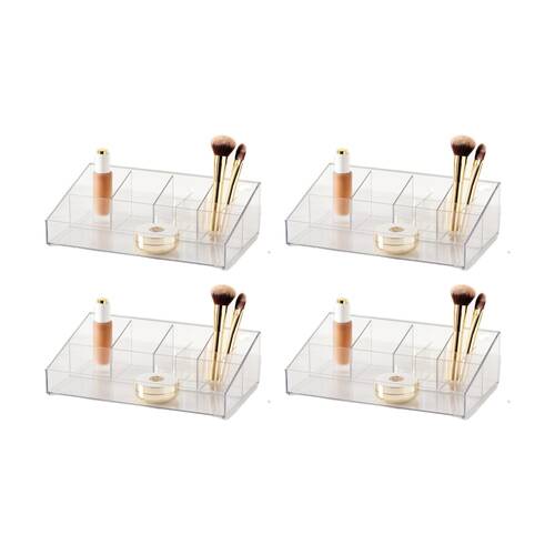 4PK The Container Store Wide Angled Cosmetics Organiser Clear 31x18x9cm