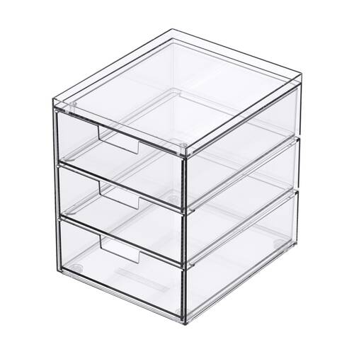 The Container Store 3 Drawer Organiser Home Office Storage Clear