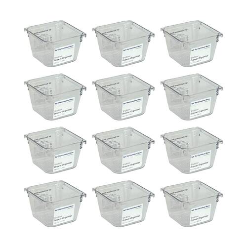 12PK The Container Store Short Drawer Organiser Insert Small Clear 7.6x7.6x5.3cm