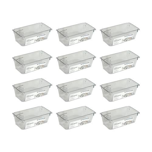 12PK The Container Store Short Drawer Organiser Insert Clear 7.6x15.3x5.3cm