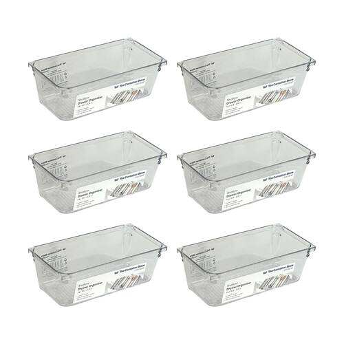 6PK The Container Store Short Drawer Organiser Insert Clear 7.6x15.3x5.3cm