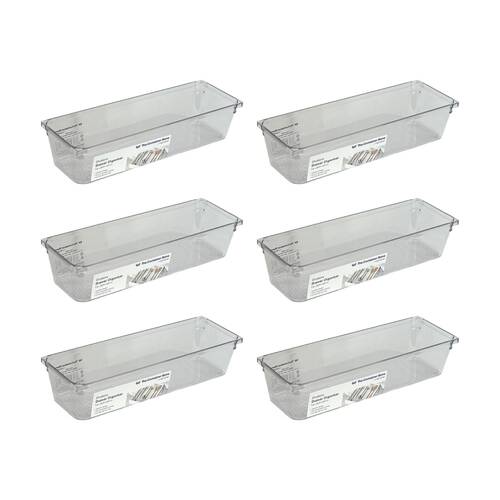 6PK The Container Store Short Drawer Organiser Insert Clear 7.6x22.9x5.3cm