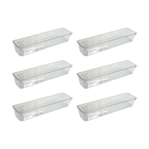 6PK The Container Store Short Drawer Organiser Insert Clear 7.6x30.5x5.3cm