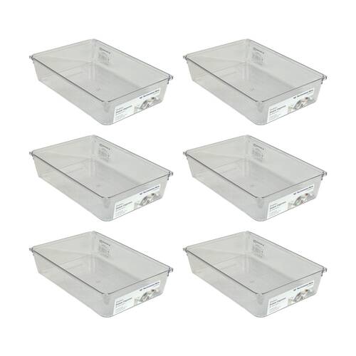 6PK The Container Store Short Drawer Organiser Insert Clear 23x15.3x5.3cm