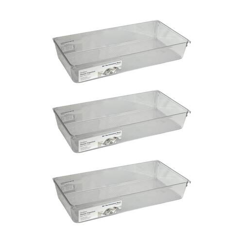 3PK The Container Store Short Drawer Organiser Insert Clear 30x15.3x5.3cm