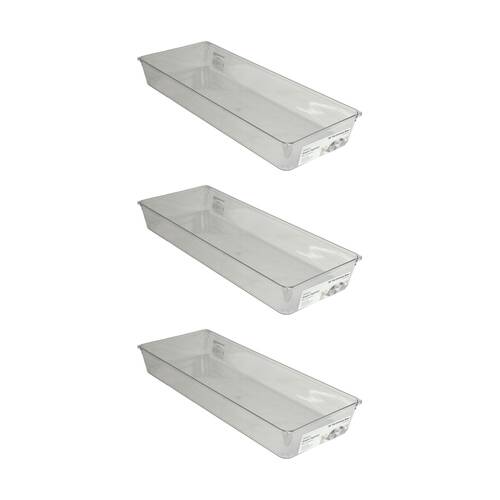 3PK The Container Store Short Drawer Organiser Insert Clear 38x15.3x5.3cm
