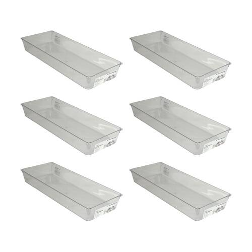6PK The Container Store Short Drawer Organiser Insert Clear 38x15.3x5.3cm
