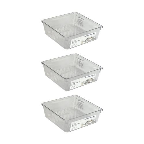 3PK The Container Store Short Drawer Organiser Insert Clear 15.3x15.3x5.3cm
