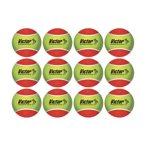 12pc Victor Sports Tennis Ball Pressureless Training Balls Set Yellow/Red