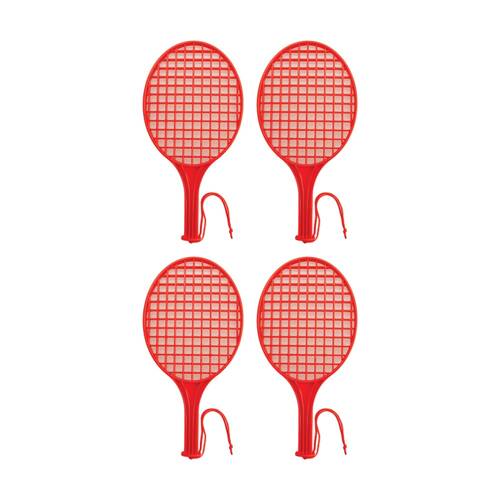 4PK Victor Sports Plastic Tennis Bat Lightweight Junior Red 18.5 In