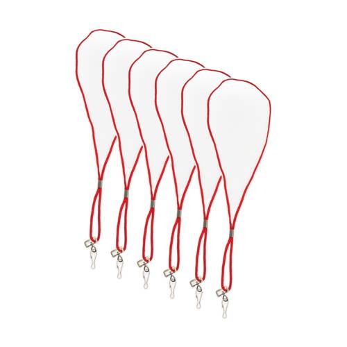 6PK Victor Sports Training Whistle Lanyard Durable Loop With Metal Clasp Red