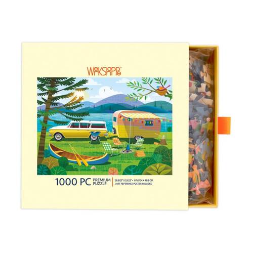 1000pc WerkShoppe Happy Camper Colourful Camping Scene Puzzle