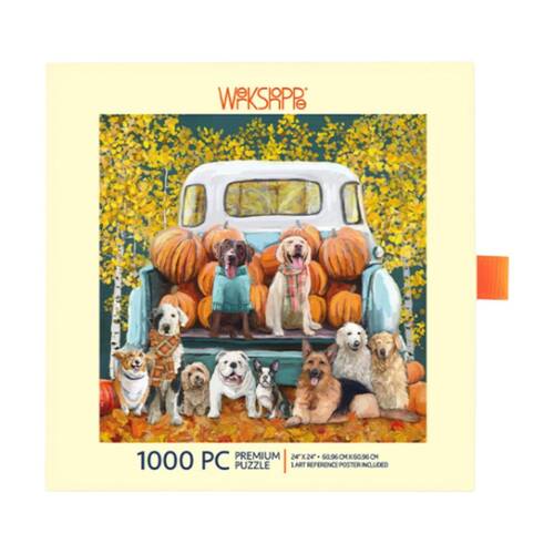 1000pc WerkShoppe Pumpkin Pals Autumn Dogs Illustration Puzzle