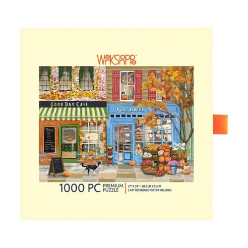 1000pc WerkShoppe Autumn On Main Colourful Street Scene Puzzle