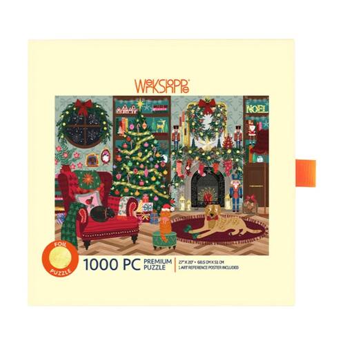 1000pc WerkShoppe Gold Foil Festive Family Room Christmas Puzzle