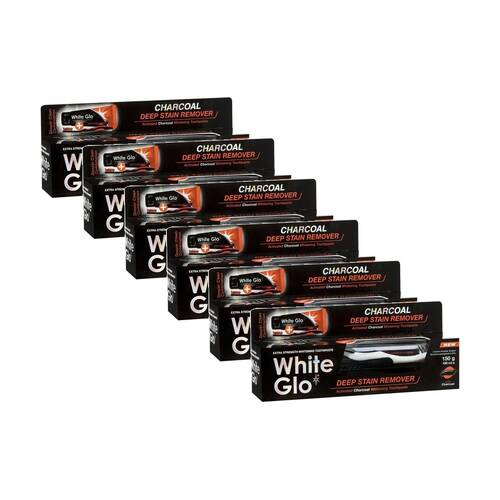 6PK White Glo Deep Stain Remover Toothbrush & Toothpaste Set 150g