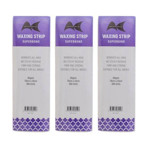 3x 300pc Artists Choice Wax Strips Superbond Hair Removal 90gsm 7.6x23cm