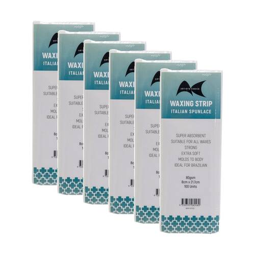 6x 100pc Artists Choice Wax Strips Spunlace Extra Soft Hair Removal 80gsm 8x21cm