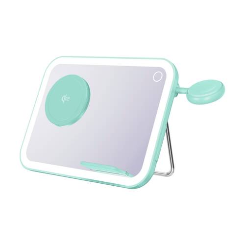 Laser Makeup Mirror 3 In 1 Wireless Charger With Foldable Stand Green