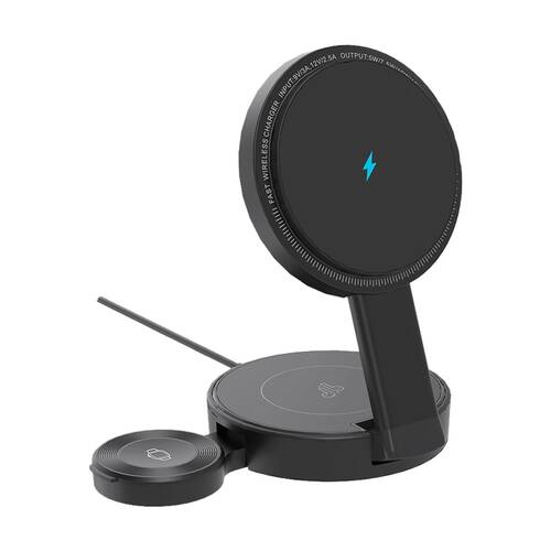 Chargecore 3 In 1 Wireless Magnetic Foldable Charging Stand Black