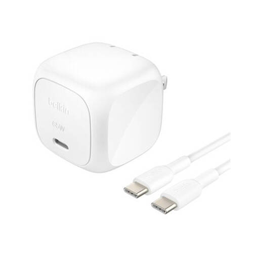 Belkin BoostCharge USB-C Port Wall Plug Charger & Cable Cord 65W White