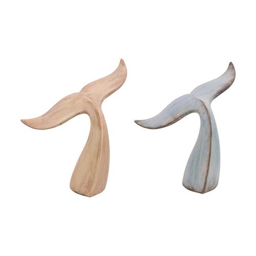 LVD Medium Whale Tail Wash & Natural Resin Sculpture Home Decor 23x13.5x28.2cm